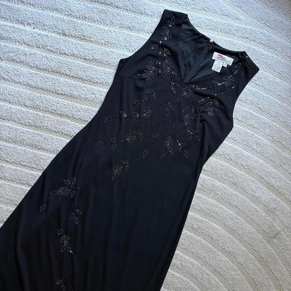 VTG y2k Patra black sleeveless column maxi dress size 12 Whimsygoth Gothic Party